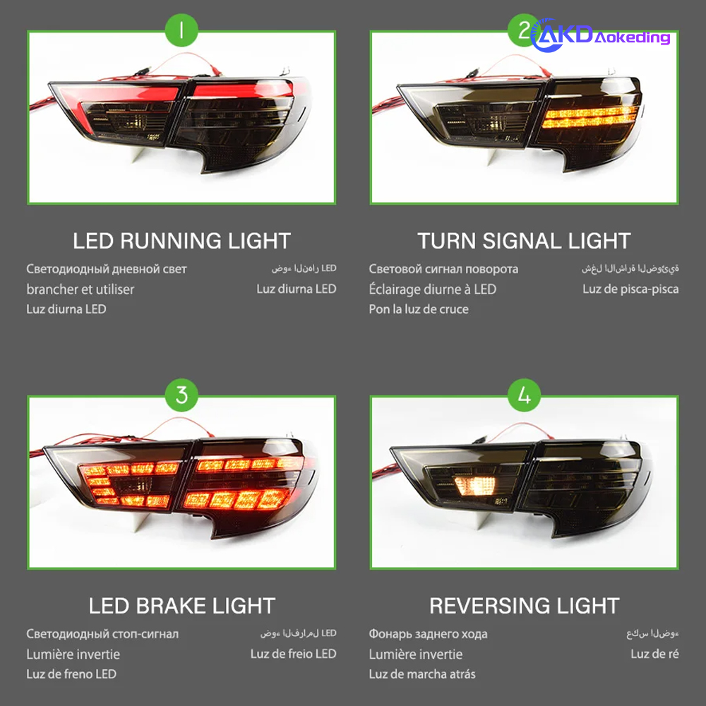 AKD Tail Lamp for Toyota Mark X LED Tail Light 2010-2013 Reiz Mark X Rear Fog Brake Turn Signal Automotive Accessories