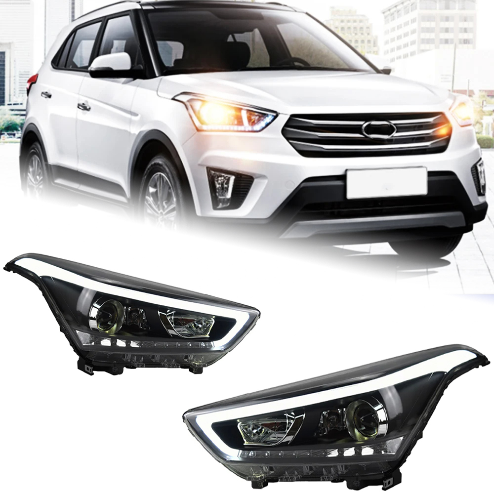 AKD LED Head Light Parts For ix25 2014 2015-2017 Front Headlights Replacement DRL Daytime light Projector Facelift