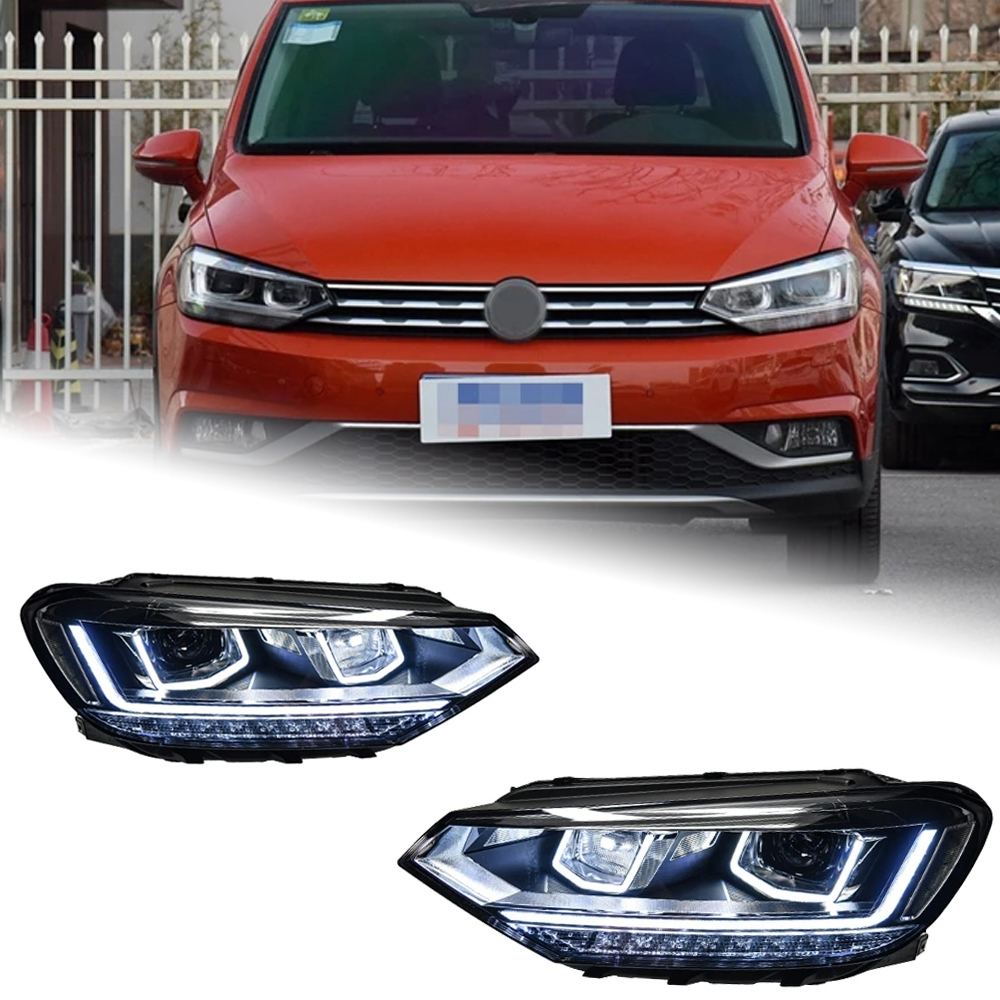 AKD Car Lights for VW Touran L 2016-2022 LED Auto Headlight Assembly Upgrade High Configure Style Design Bifocal Lens Tool Accessories