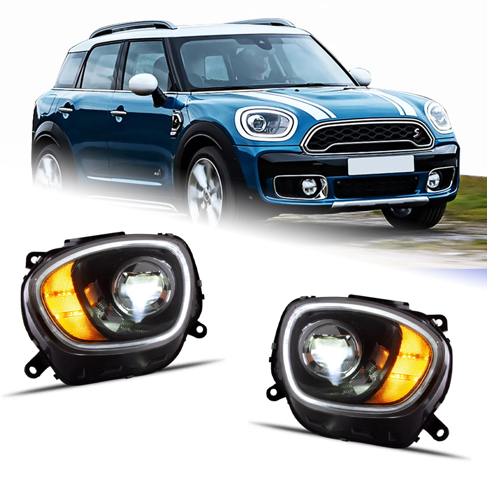 AKD Head Lamp for MINI Countryman F60 LED Headlight 2017-2021 Headlights F60 DRL Turn Signal High Beam Angel Eye Projector Lens