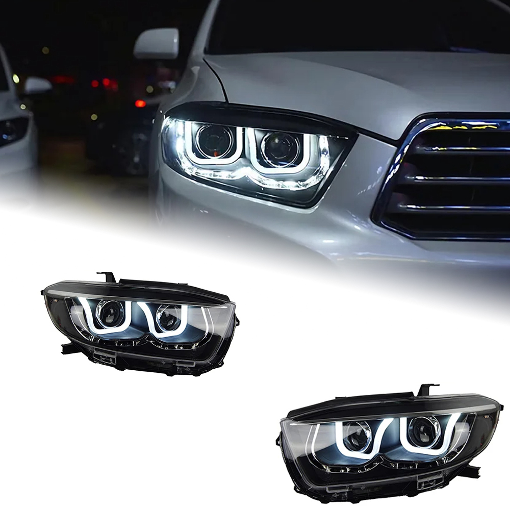 AKD Car Lights for Toyota Highlander 2009-2012 Kluger LED Headlight Assembly Upgrade Angel Eyes Design Bifocal Lens Signal Lamp Accessories