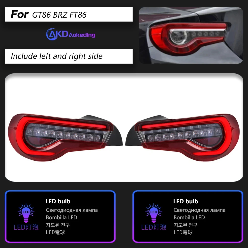 AKD Car Styling for Toyota GT86 LED Tail Light 2013-2019 Subaru BRZ FT86 Rear Fog Brake Turn Signal Auto Accessories