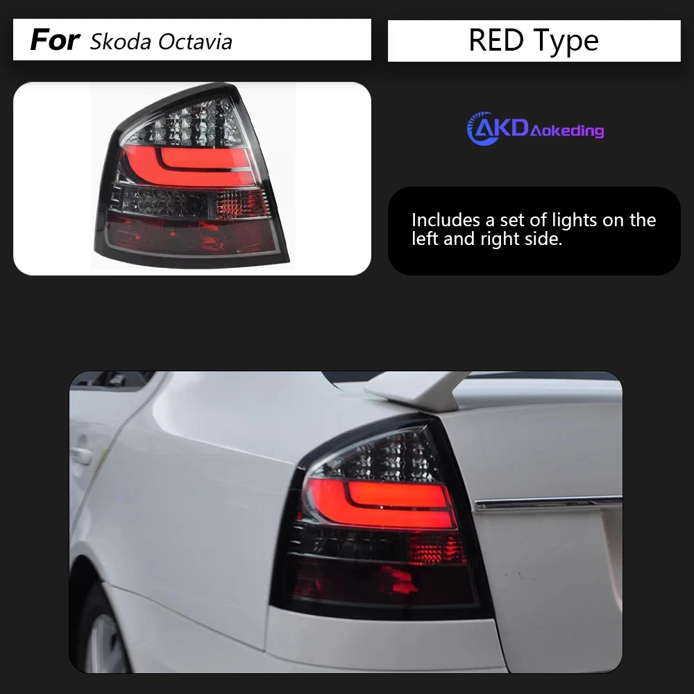 AKD Car Styling for Skoda Octavia LED Tail Light 2007-2013 Octavia Rear Fog Brake Turn Signal auto Accessories