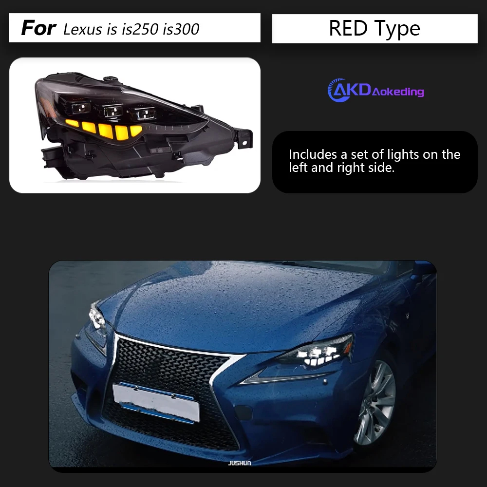 AKD Head Lamp for Lexus IS is250 LED Headlight 2013-2016 Headlights is300 DRL Turn Signal High Beam Angel Eye Projector Lens