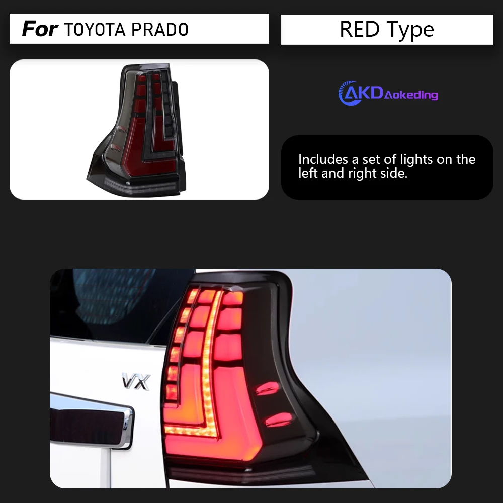 AKD Car Styling Tail Light for Toyota Prado Tail Lights 2010-2020 Prado 2700 4000 LC150 LED Tail Lamp GX460 DRL Signal auto Accessories