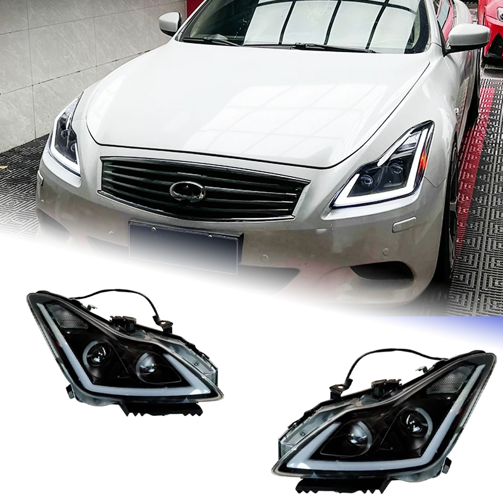 AKD Head Lamp for Infiniti G37 LED Headlight 2006-2012 Headlights Q60 DRL Turn Signal High Beam Angel Eye Projector Lens