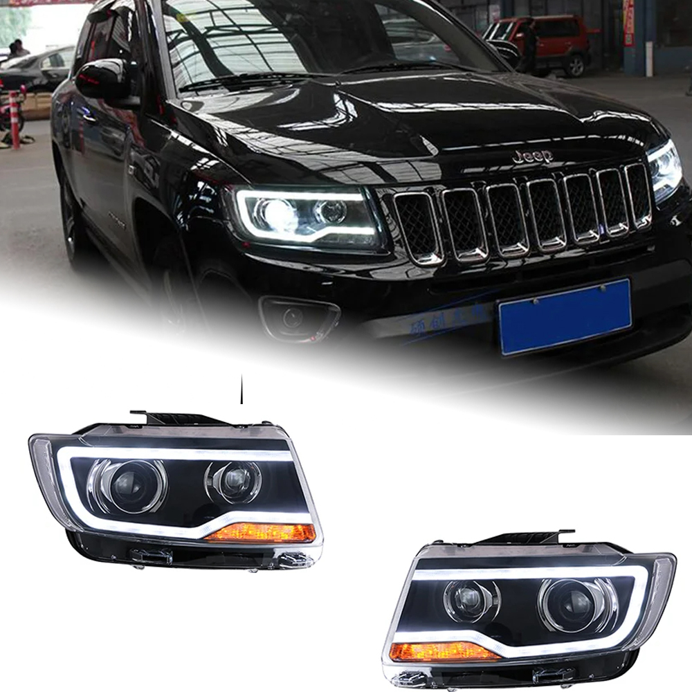 AKD Head Lamp for Grand Cherokee LED Headlights 2011-2016 Headlights Compass DRL Turn Signal High Beam Angel Eye Projector Lens