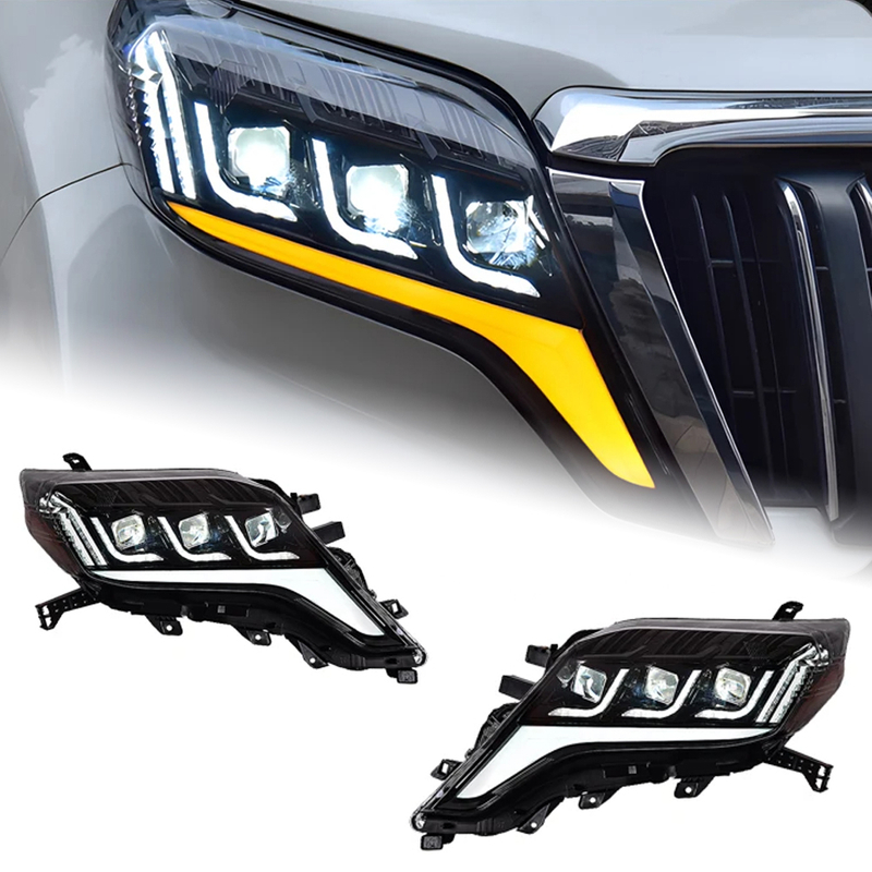 AKD Car Lights for Toyota Prado 2014-2017 LED Auto Headlight Assembly Upgrade Projector 3 Lens Dynamic Signal Lamp Hot Sale Accessories