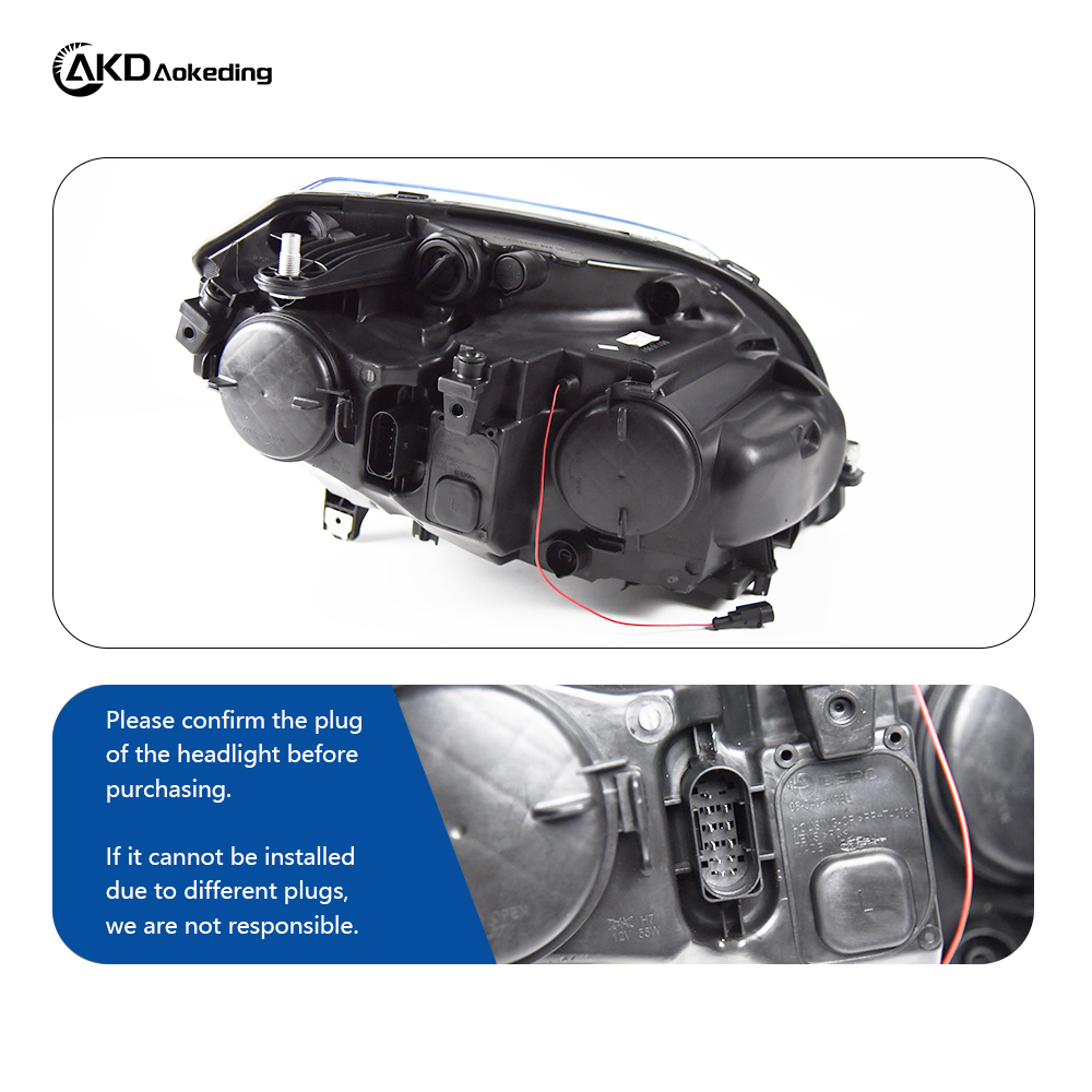 AKD Headlight Assembly Upgrade for 2008-2012 Mercedes-Benz GLK Models, Featuring LED Laser Sequential Turn Signals, Daytime Running Lights, And Bi-xenon Projector Lenses.