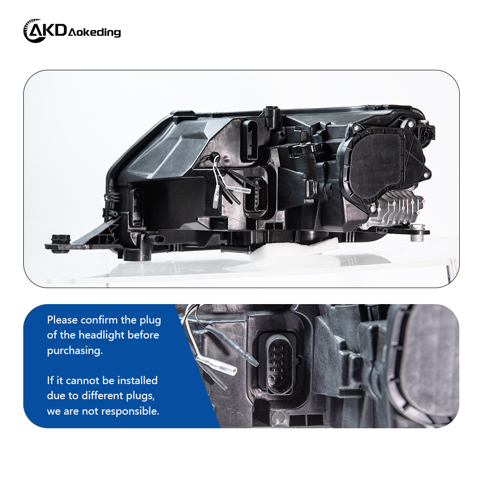 AKD Headlight Assembly Retrofit for 2014-2018 Skoda Rapid with LED Laser Sequential Turn Signals, Daytime Running Lights, And Bi-xenon Projector Lenses.