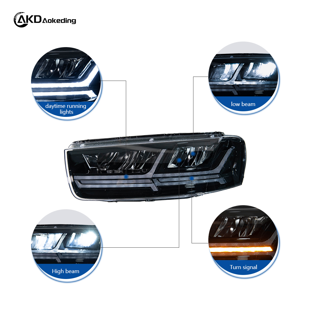 AKD Headlight Assembly Upgrade for 2011-2018 Chevrolet Captiva Models, Featuring LED Laser Sequential Turn Signals, Daytime Running Lights, And Bi-xenon Projector Lenses.
