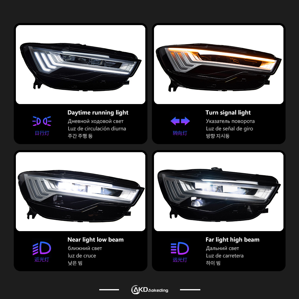 AKD Car Accessories Head Lamp for Audi A6 C7 Headlights 2012-2018 Upgrade C8 Style LED Headlight DRL Dynamic Singal High Low Beam