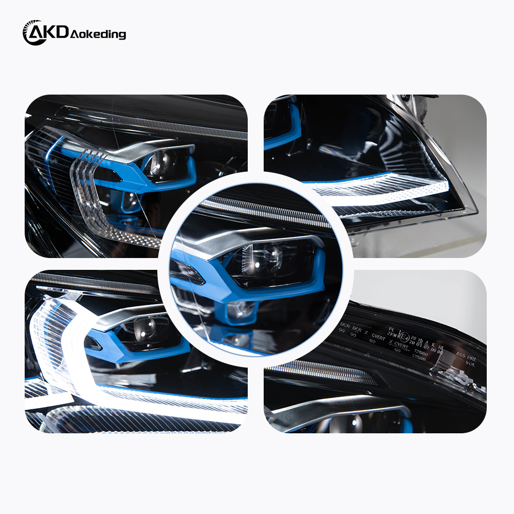 AKD Headlight Assembly Upgrade for 2013-2015 BMW 7 Series F02 Models: LED Laser Sequential Turn Signals, Daytime Running Lights, And Bi-xenon Projector Lenses.