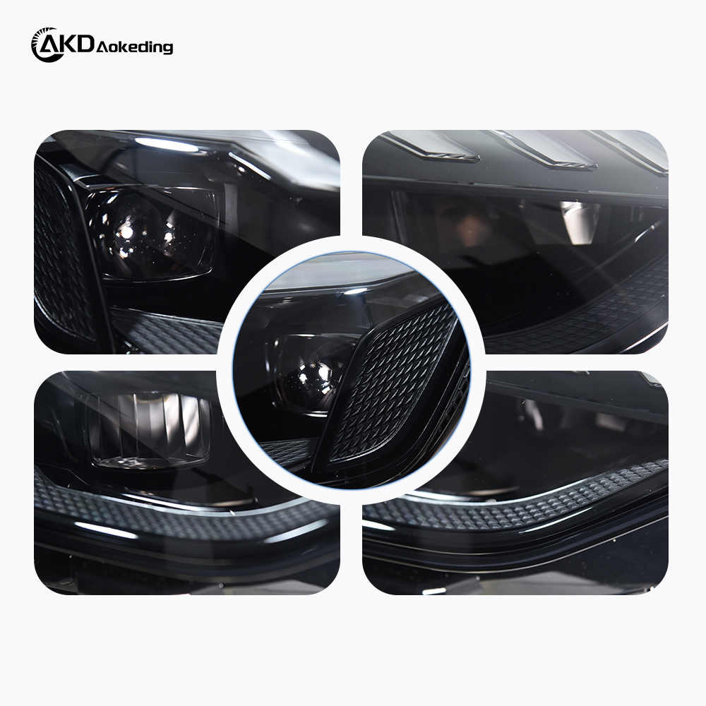 AKD headlight assembly modification for 2020-2023 Audi A4 models, RS4 model with flowing turn signals and LED bi-xenon projector headlights.