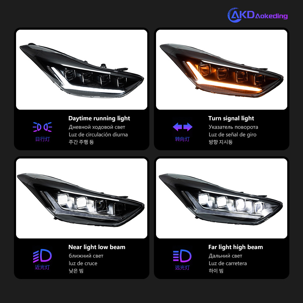 AKD Car Styling Head Lamp for Hyundai Elantra Headlights 2011-2016 Avante MD LED Headlight DRL Hid Bi Xenon Auto Accessories