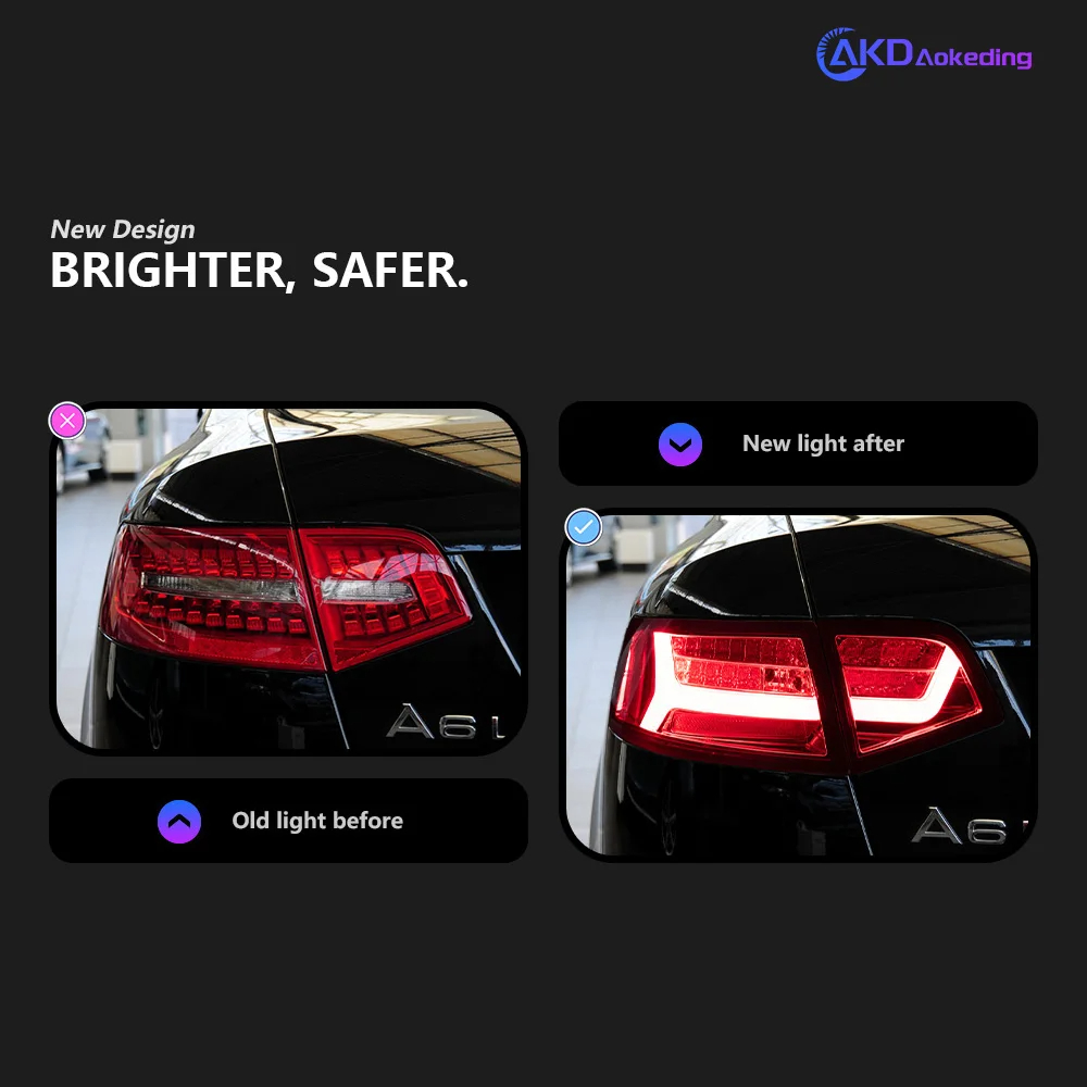 AKD Car Styling Taillights for Audi A6 LED Tail Light 2008-2012 A6L C7 Tail Lamp DRL Rear Turn Signal angel eyes Automotive Accessories