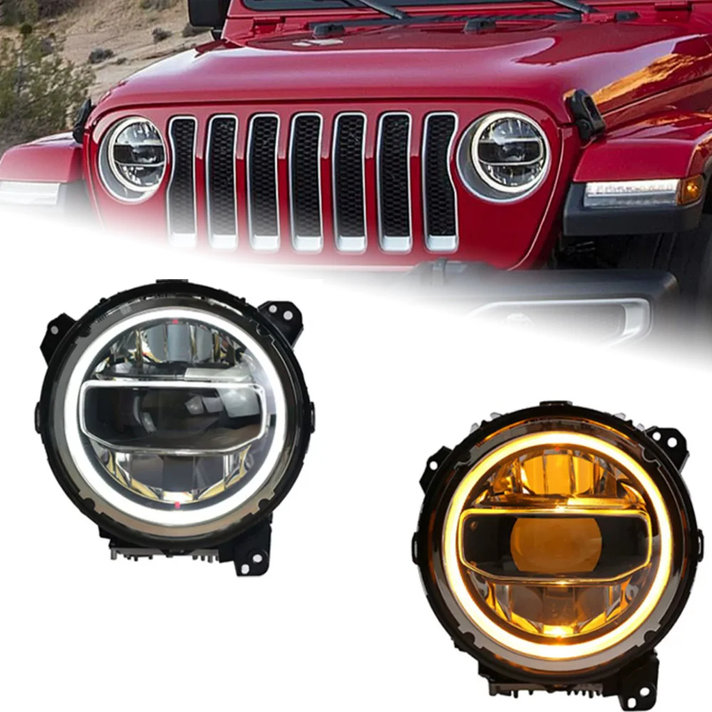 AKD Head Lamp for Jeep Wrangler LED Headlights 2018-2021 Headlights Wrangler DRL Turn Signal High Beam Angel Eye Projector Lens