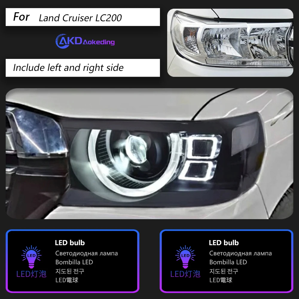 AKD Car Styling for Toyota Land Cruiser Headlights 2016-2021 LC70-LC90 LED Headlight DRL LED Projector Lens Automotive Accessories