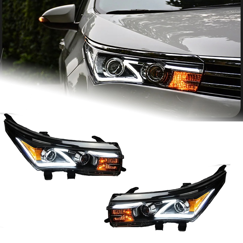 AKD Head Light For Toyota Corolla 2014-2016 Head Lights Z Style Replacement DRL Daytime lights retrofit Projector Facelift