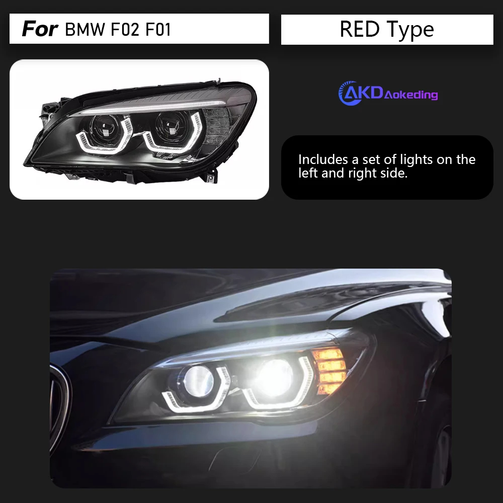 AKD Car Styling for BMW F02 Headlights 2009-2014 740i 730i 735i F01 LED Headlight Projector Lens DRL Automotive Accessories