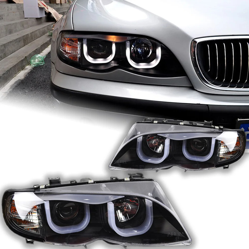 AKD Car Styling for BMW E46 Headlights 2002-2006 320i 318i 323i 325i Headlight DRL Head Lamp Angel Eye Bi Xenon Beam Accessories