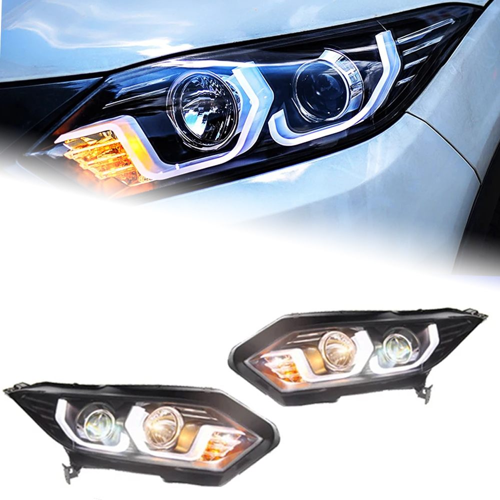 AKD Car Lights for Honda HRV HR-V Vezel 2015-2018 LED Auto Headlight Assembly Upgrade Angel Eye Design Signal Lamp Tool Accessories