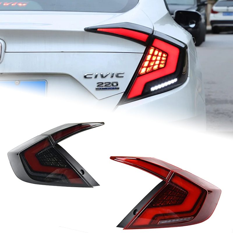 AKD Car Lights For Honda Civic X 2016-2021 10th Sedan LED Auto Taillight Assembly Rear Dynamic Highlight Signal Lamp Tools Accessories