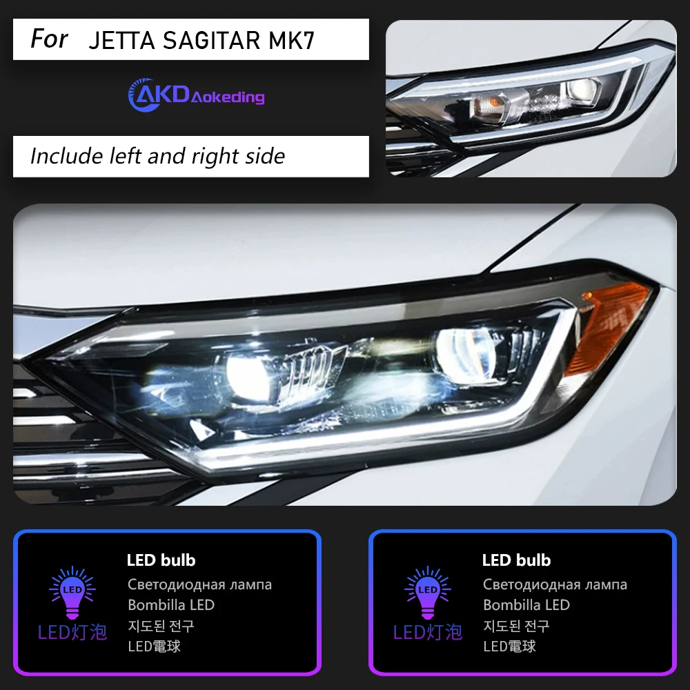 AKD Car Styling for VW Jetta Sagitar Headlights 2019-2023 Jetta mk7 LED Headlight Design Led Drl Hid Bi Xenon Auto Accessories