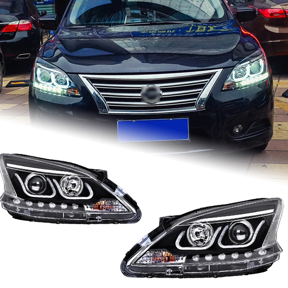 AKD Car Styling Head Lamp for Sylphy Headlights 2012-2014 Sentra LED Headlight DRL Hid Option Head Lamp Angel Eye Beam Accessories