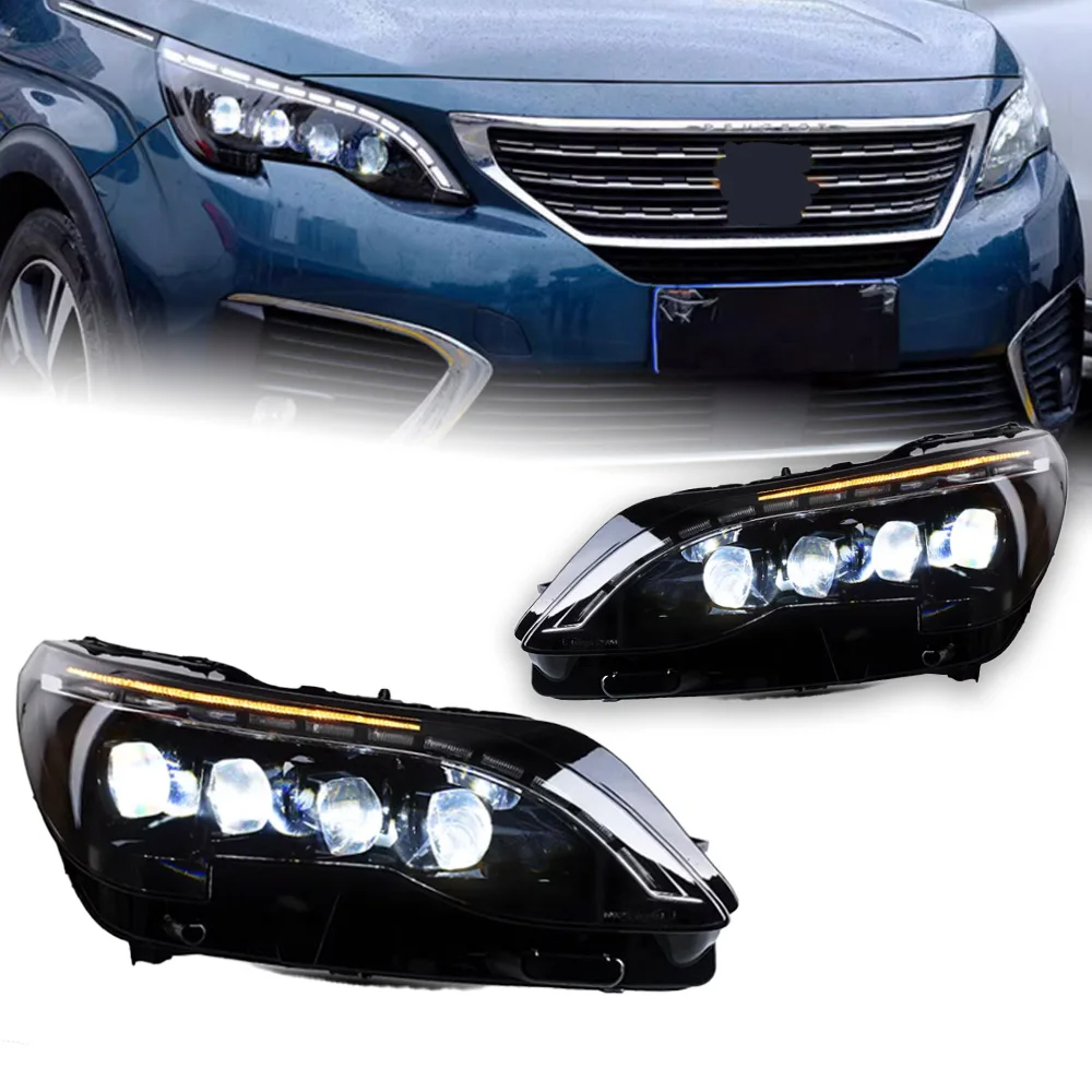 AKD Head Lamp for Peugeot 4008 5008 LED Headlight 2017-2020 Headlights 4008 5008 DRL Turn Signal High Beam Angel Eye Projector