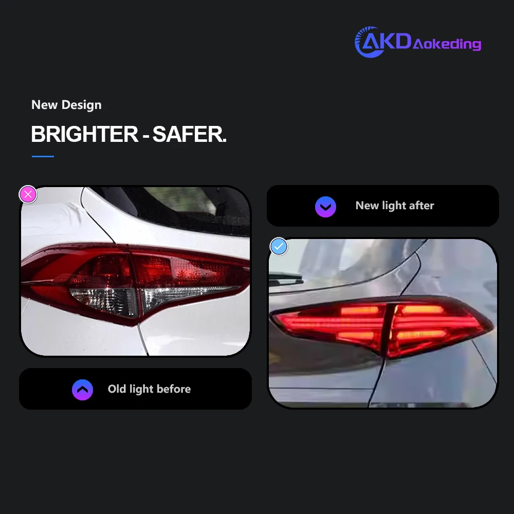 AKD Car Styling for Hyundai Tucson Tail Lights 2015-2018 New Tucson LED Tail Lamp LED DRL Signal Brake Reverse auto Accessories