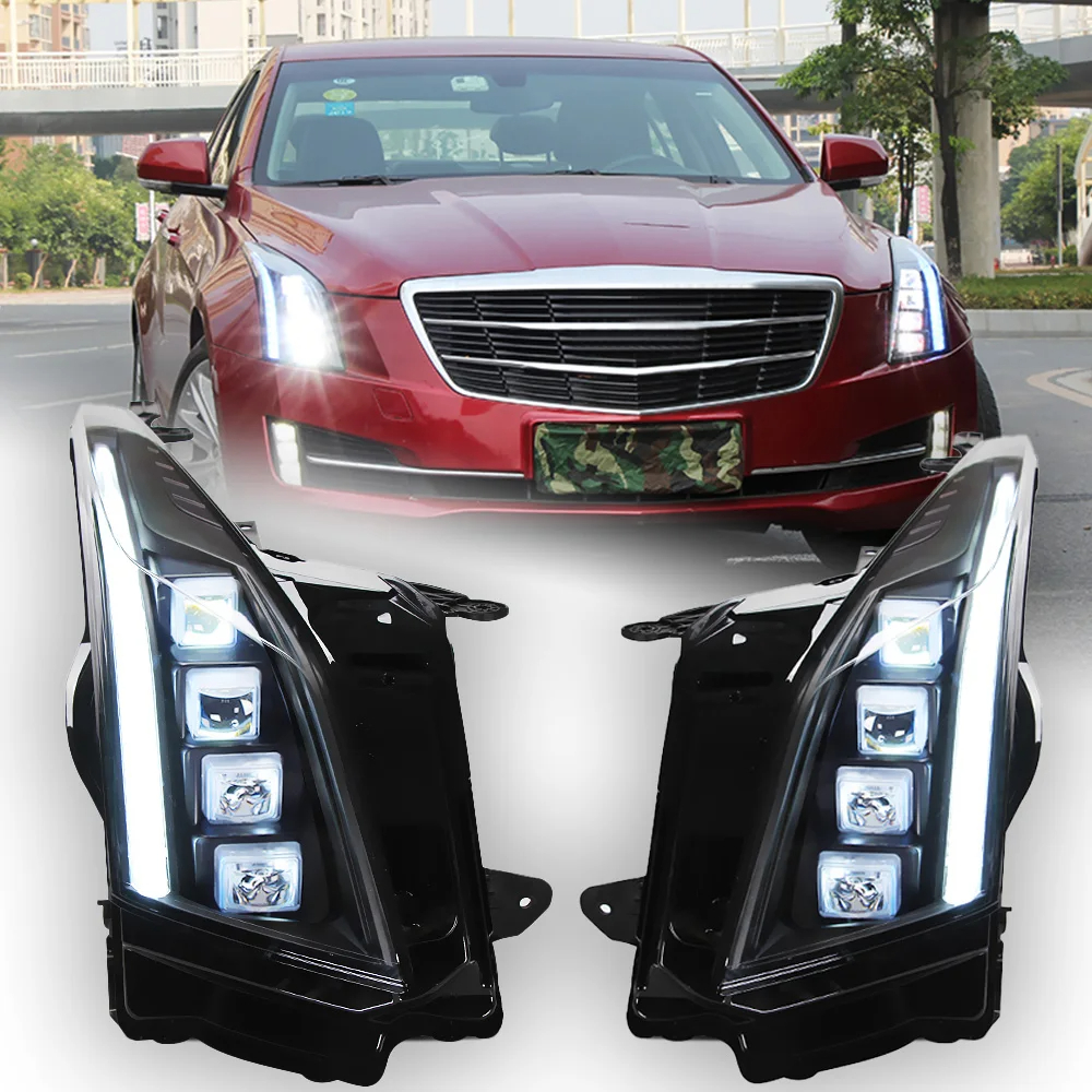 AKD Car Lights for Cadillac ATS LED Headlight Projector Lens 2014-2020 Head Lamp Front DRL Dynamic Signal Automotive Accessories