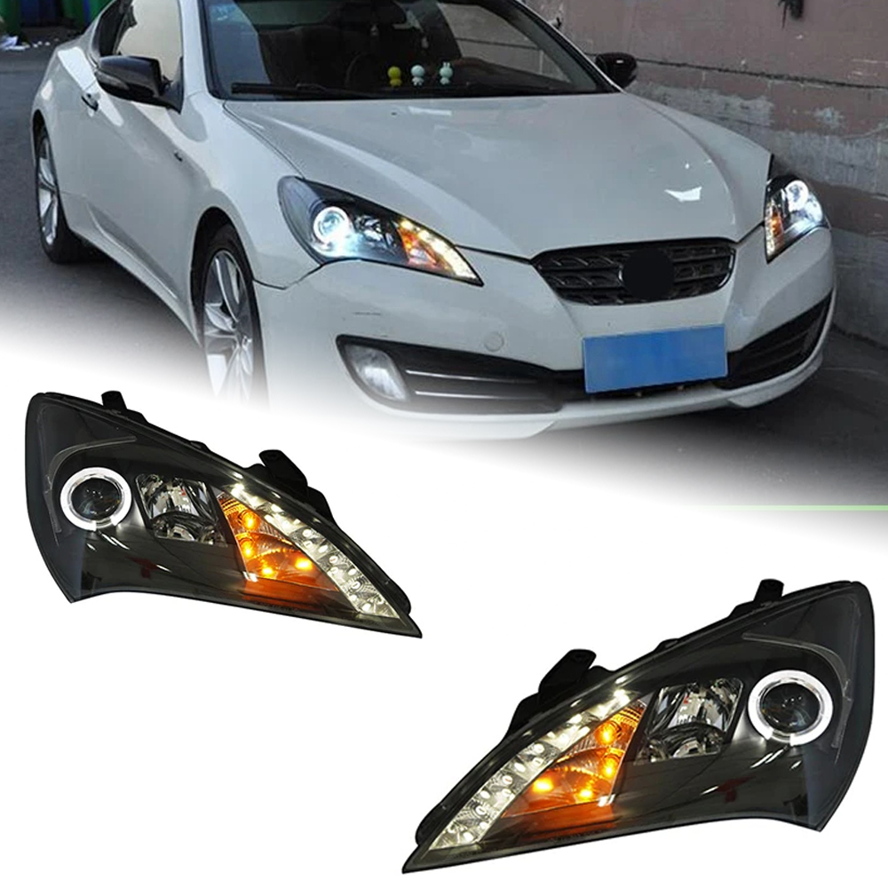 AKD Car Styling Head Lamp for Hyundai Rohens Coupe Headlights 2009-2012 Angel Eye Headlight LED DRL Signal Hid Auto Accessories