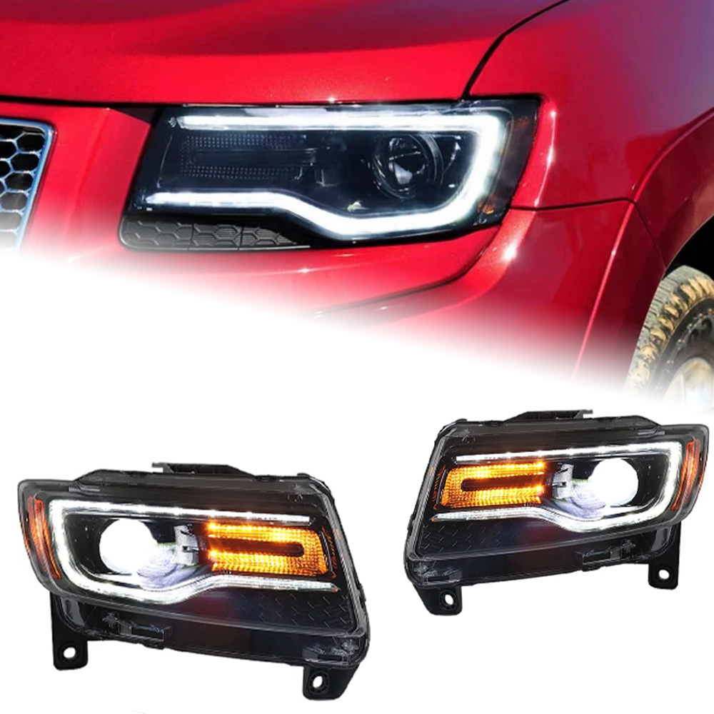 AKD Head Lamp for Grand Cherokee LED Headlight 2011-2016 Headlights Compass DRL Turn Signal High Beam Angel Eye Projector Lens