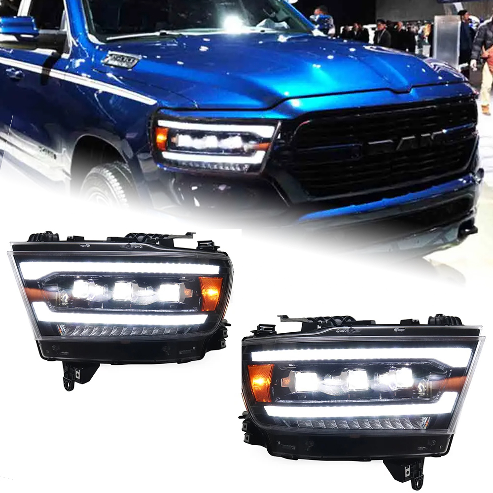 AKD Head Lamp for Dodge RAM 1500 LED Headlight 2019-2022 Headlights RAM 2500 DRL Turn Signal High Beam Angel Eye Projector Lens