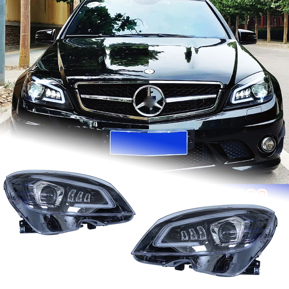 AKD Car Front Lamp for Benz W204 LED Headlight 2007-2011 c200 c260 c300 DRL Dynamic Turn Signal Lens Automotive Accessories 2pcs