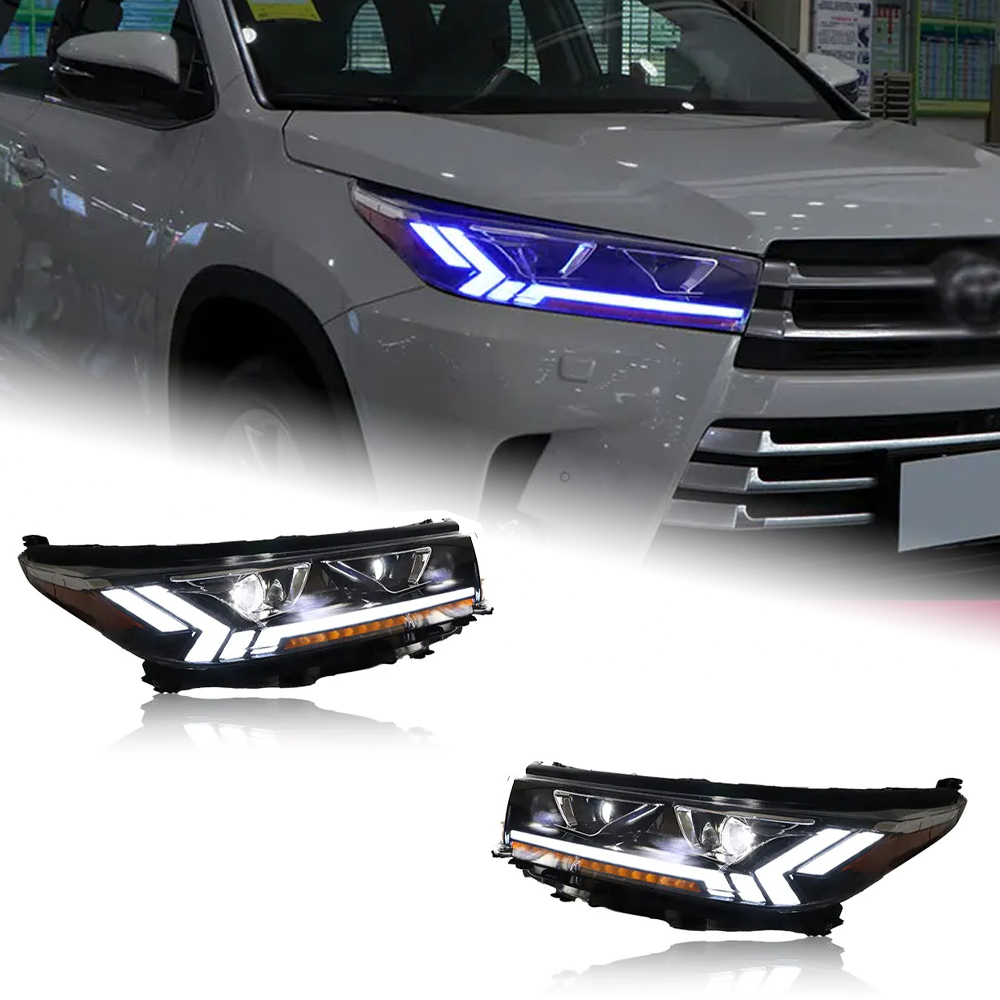 AKD Head Lamp for Toyota Highlander LED Headlight 2018-2020 Headlights DRL Turn Signal High Beam Angel Eye Projector Lens