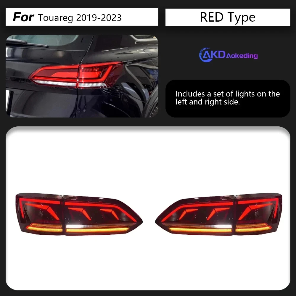 AKD Car Lights for VW Touareg LED Tail Light 2019-2023 Touareg Rear Fog Brake Turn Signal Automotive Accessories