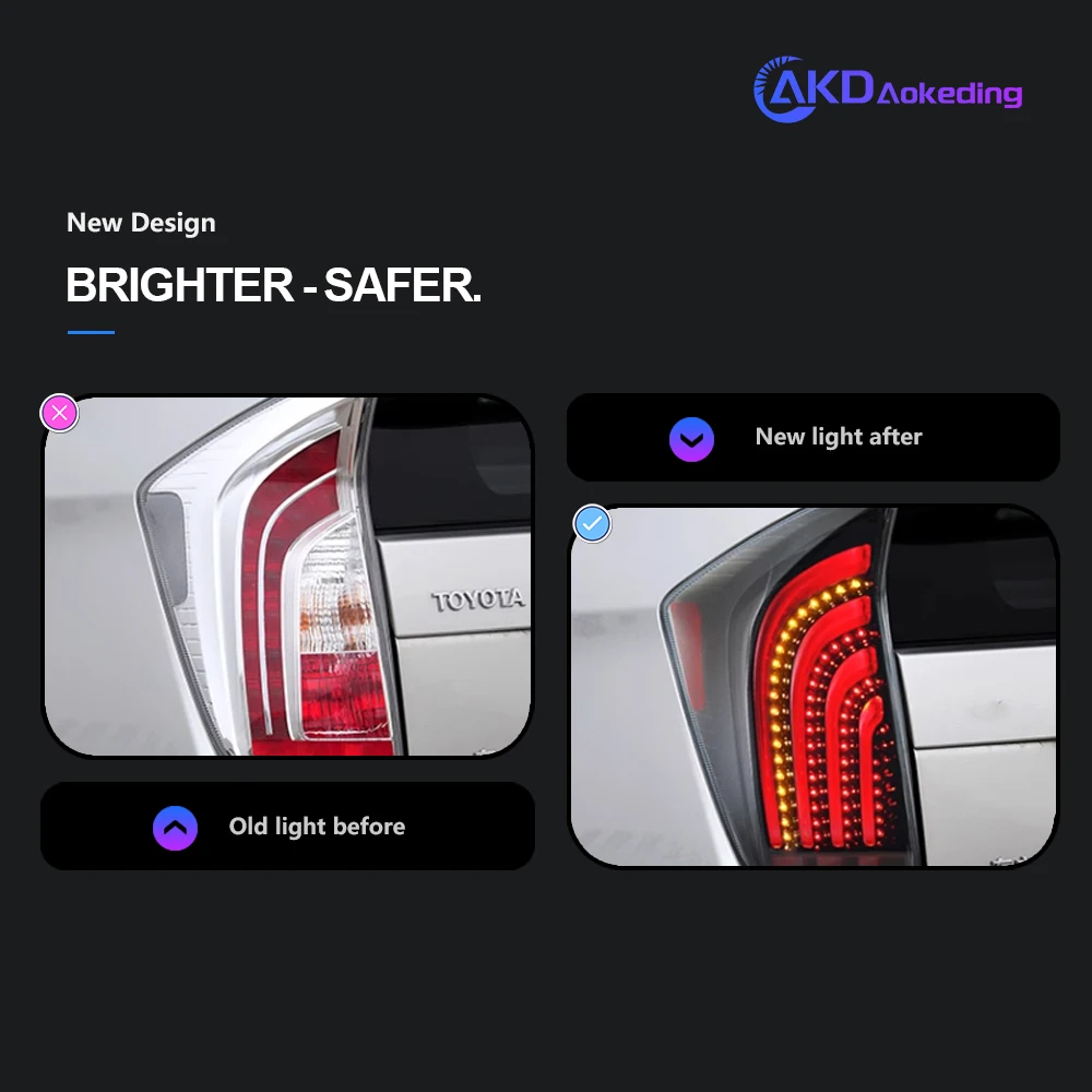 AKD Tail Lamp for Toyota PRIUS Hybrid LED Tail Light 2009-2014 PRIUS Rear Fog Brake Turn Signal Automotive Accessories