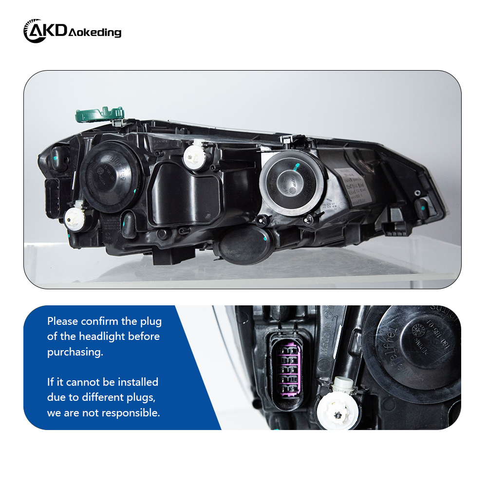 AKD Headlight Assembly Upgrade for 2019-2023 Volkswagen Polo Models, Featuring LED Laser Sequential Turn Signals, Daytime Running Lights, And Bi-xenon Projector Lenses.
