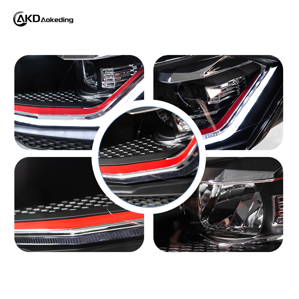 AKD Headlight Assembly Upgrade for 2019-2024 Volkswagen Polo Models: LED Laser Sequential Turn Signals, Daytime Running Lights, Bi-xenon Projector Lenses.