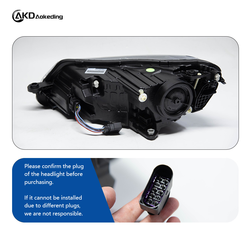 AKD Headlight Assembly Retrofit for 2016-2018 Skoda Models with LED Laser Sequential Turn Signals, Daytime Running Lights, And Bi-xenon Projector Lenses.