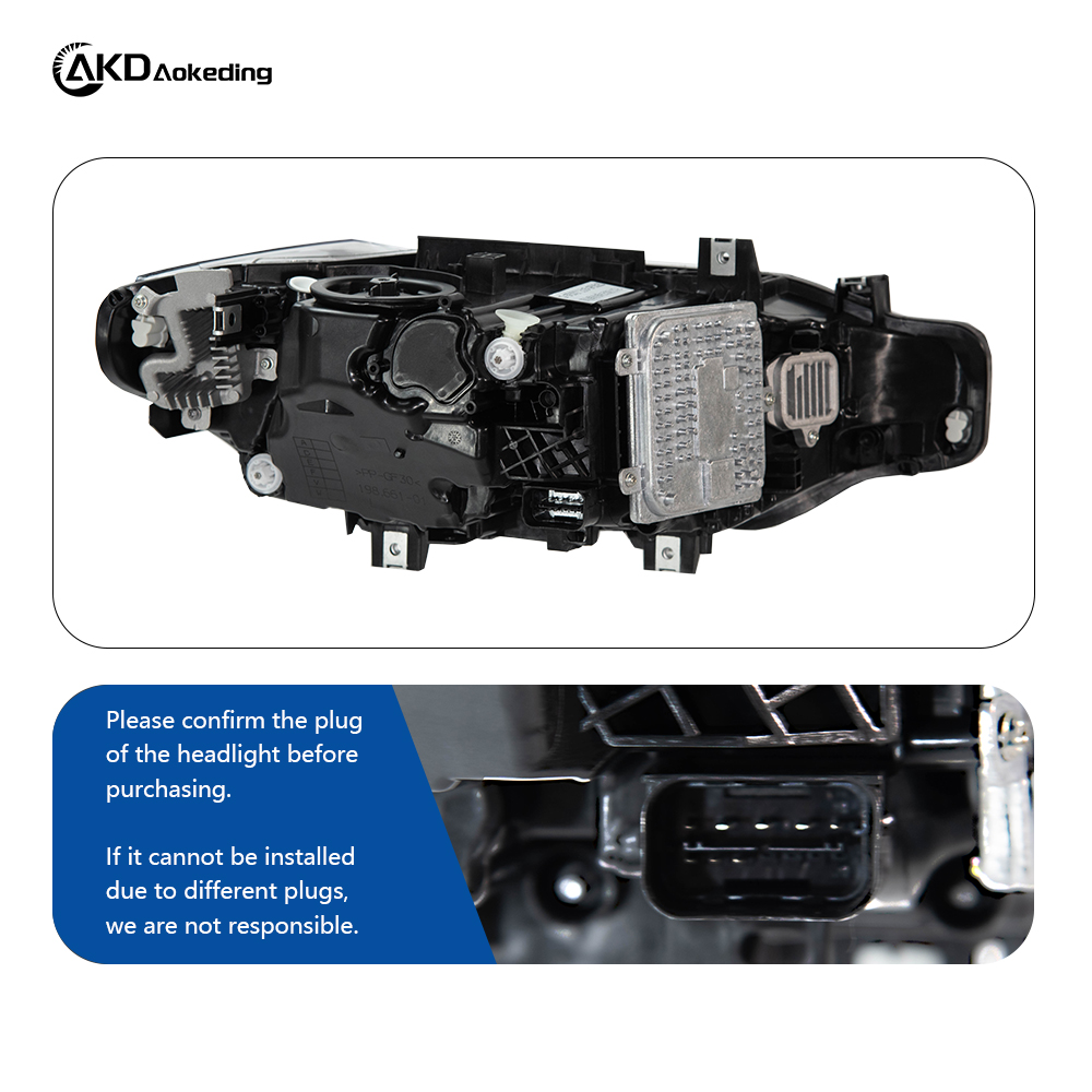 AKD Headlight Assembly Upgrade for 2012-2015 BMW 3 Series F30 Models: LED Laser Sequential Turn Signals, Daytime Running Lights, And Bi-xenon Projector Lenses.