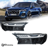 AKD headlight assembly upgrade for 2020-2025 Audi Q7 models: LED laser lens, daytime running lights, and sequential turn signals.