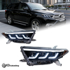 AKD headlight assembly upgrade for 2012-2014 Toyota Highlander models, featuring LED lenses, daytime running lights, and sequential turn signals.