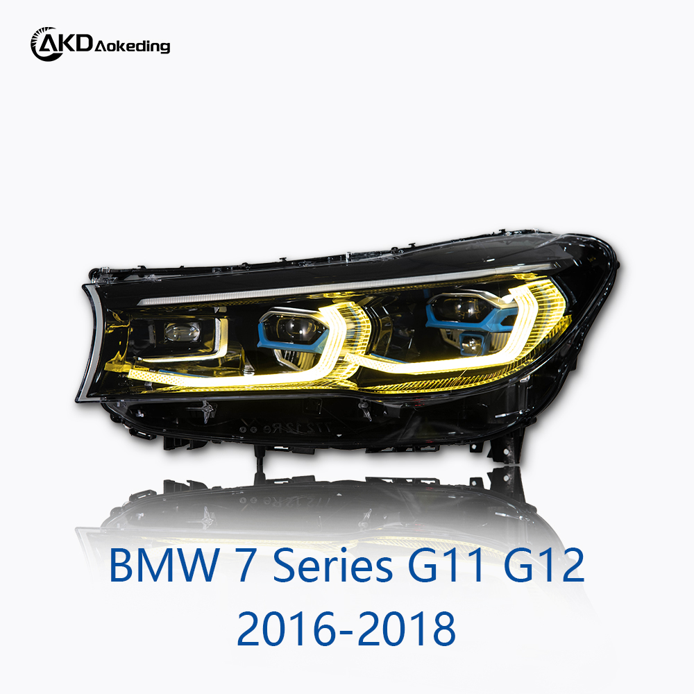 AKD Headlight Assembly Upgrade for 2016-2018 BMW 7 Series G11 And G12 Models, Featuring LED Laser Sequential Turn Signals, Daytime Running Lights, And Bi-xenon Projector Lenses.