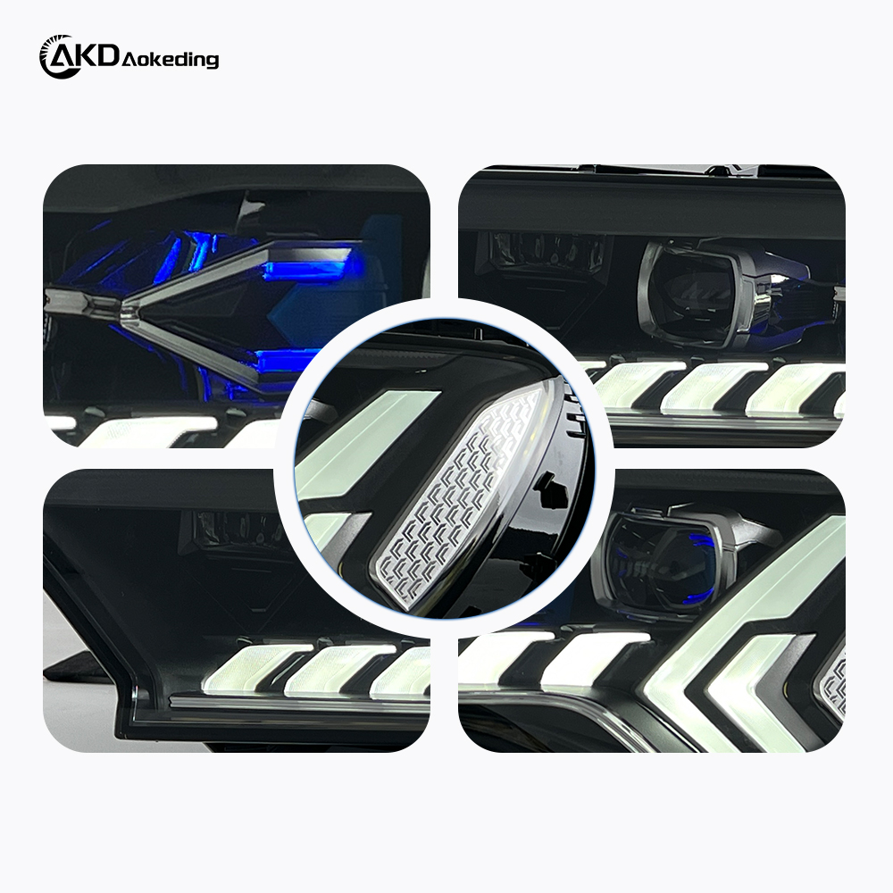 AKD headlight assembly upgrade for 2020-2023 Audi Q7 models: LED headlights with sequential turn signals and LED bi-xenon projector lenses.