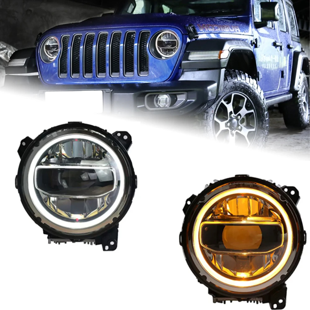 AKD Head Lamp for Jeep Wrangler LED Headlights 2018-2021 Headlights Wrangler DRL Turn Signal High Beam Angel Eye Projector Lens