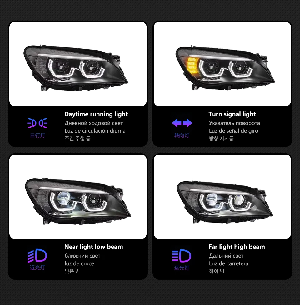 AKD Car Styling for BMW F02 Headlights 2009-2014 740i 730i 735i F01 LED Headlight Projector Lens DRL Automotive Accessories