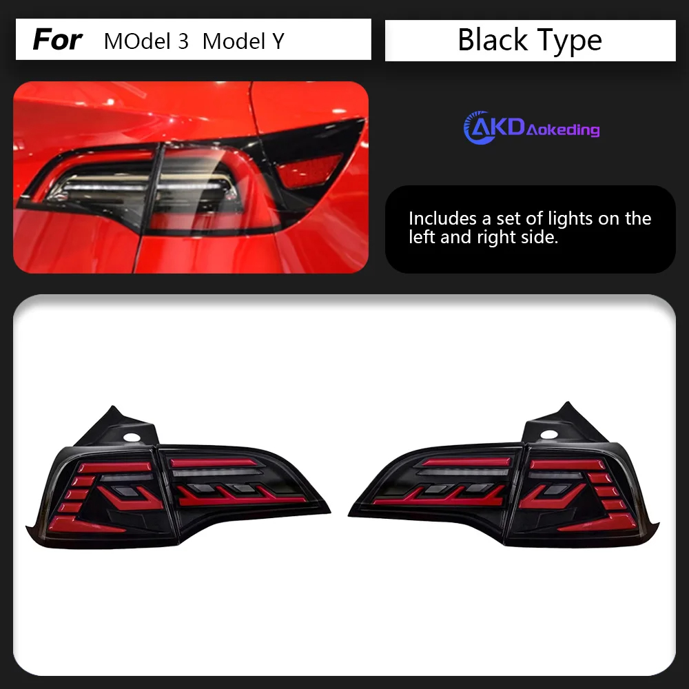 AKD Car Styling Tail Lamp for Tesla Model 3 Tail Lights Model Y LED Tail Light Dynamic Signal DRL Brake Reverse Auto Accessories